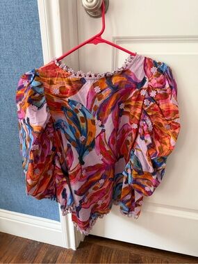 FARM Rio Puff-Sleeve Blouse with Multicolor Florals